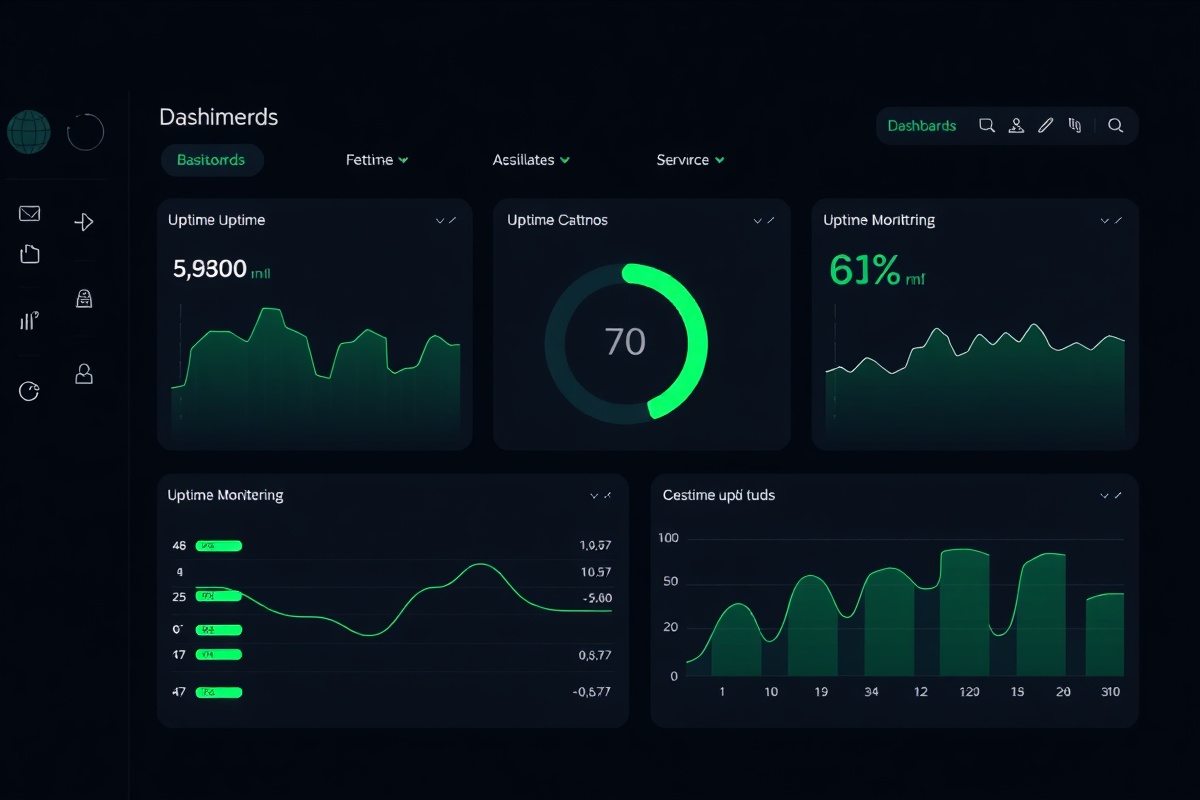 Pulsely dashboard screenshot displaying real-time monitoring data for multiple endpoints including response time graphs, SSL certificate status indicators, and regional uptime heatmaps